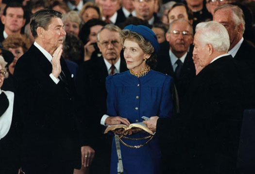 President Reagan being sworn in for a second term, 1985